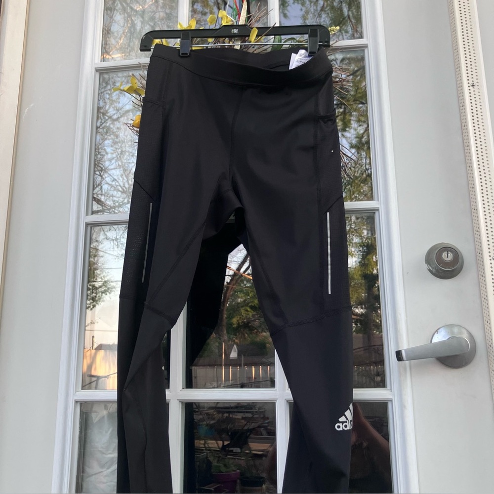 adidas Black Reflective-Trim Running Tights